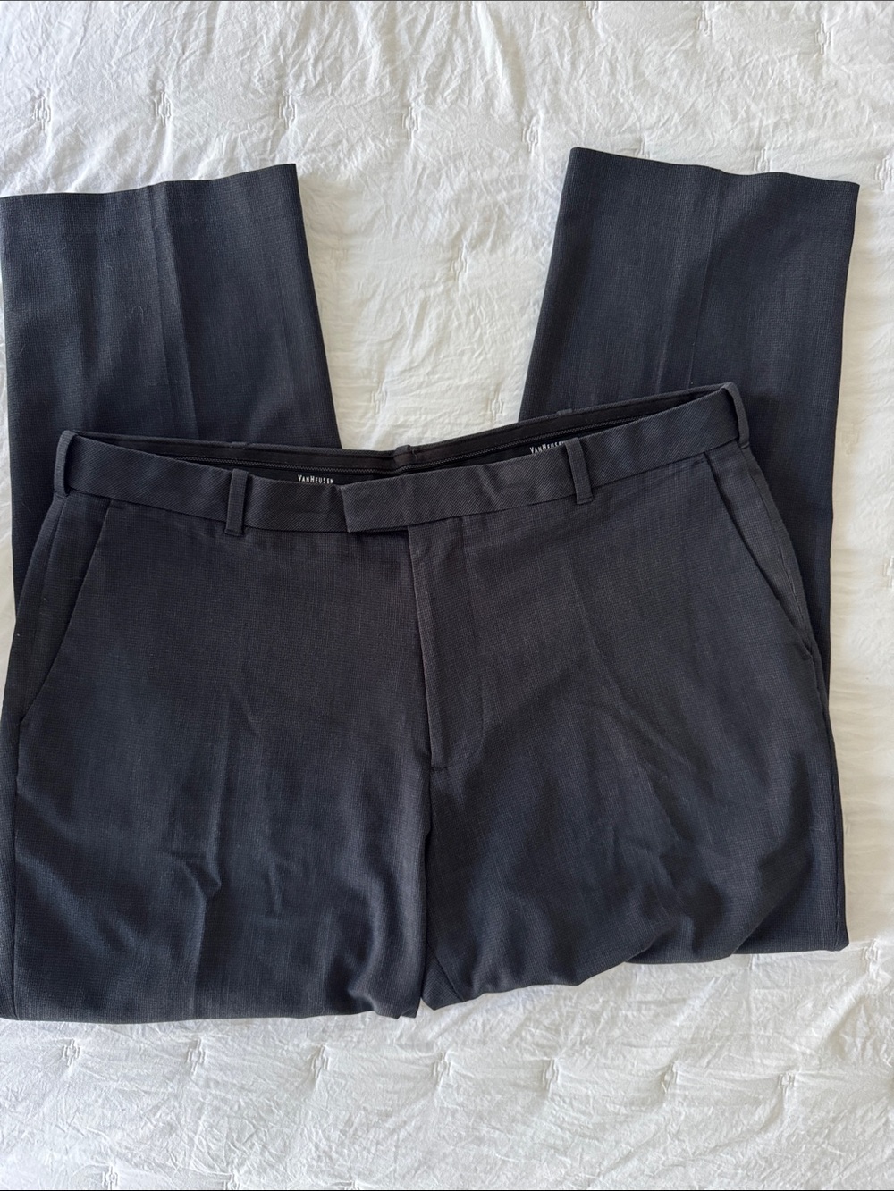 Van Heusen Men's Charcoal Gray Dress Pants - Flat Front